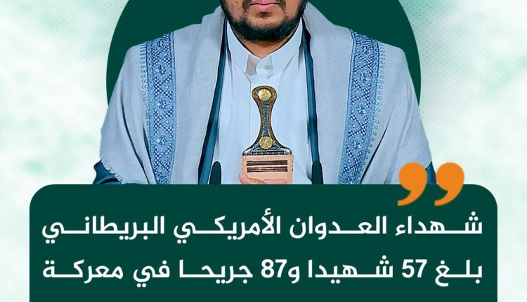 شهداء العدوان الأمريكي البريطاني بلغ 57 شهيدا و87 جريحا في معركة الفتح الموعود والجهاد المقدس